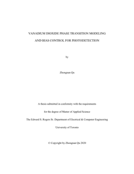 Vanadium Dioxide Phase Transition Modeling and Bias Control for Photodetection