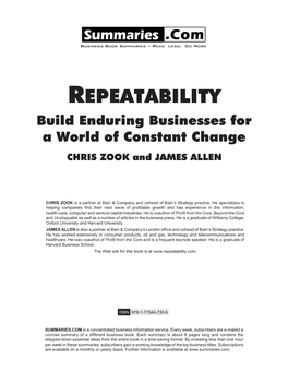 "Repeatability" by Chris Zook and James Allen