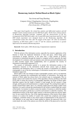 Boomerang Analysis Method Based on Block Cipher