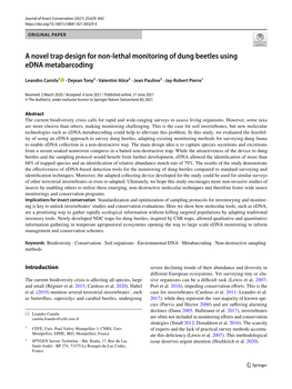 A Novel Trap Design for Non-Lethal Monitoring of Dung Beetles Using