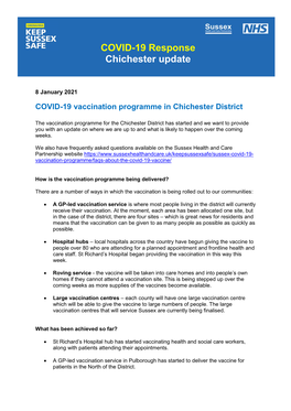 COVID-19 Response Chichester Update