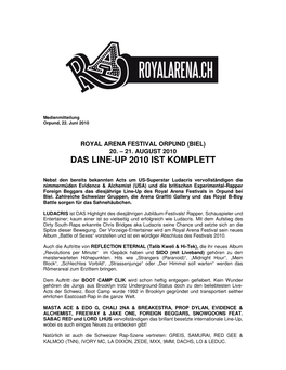 Das Line-Up 2010 Ist Komplett