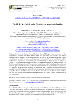 The Birds (Aves) of Oromia, Ethiopia – an Annotated Checklist