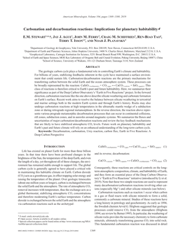 Carbonation and Decarbonation Reactions: Implications for Planetary Habitability K