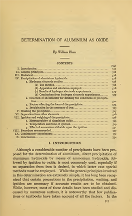 Determination of Aluminium As Oxide