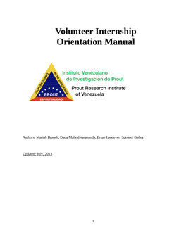 Volunteer Internship Orientation Manual
