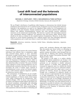 Local Drift Load and the Heterosis of Interconnected Populations