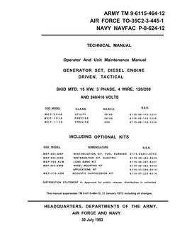 Army Tm 9-6115-464-12 Air Force To-35C2-3-445-1 Navy Navfac P-8-624-12