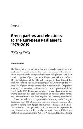 Green Parties and Elections to the European Parliament, 1979–2019 Green Par Elections