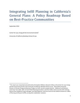 Integrating Infill Planning in California's General