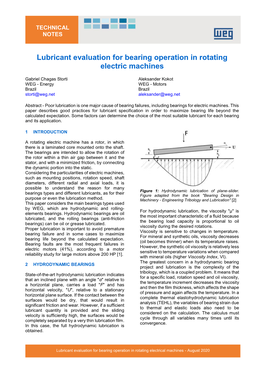 Lubricant Evaluation for Bearing Operation in Rotating Electric Machines