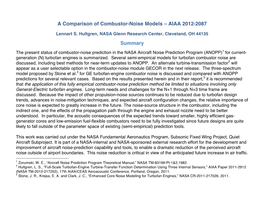 A Comparison of Combustor-Noise Models – AIAA 2012-2087