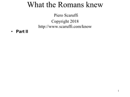 What the Romans Knew Piero Scaruffi Copyright 2018 • Part II
