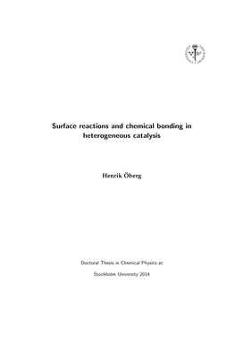 Surface Reactions and Chemical Bonding in Heterogeneous Catalysis