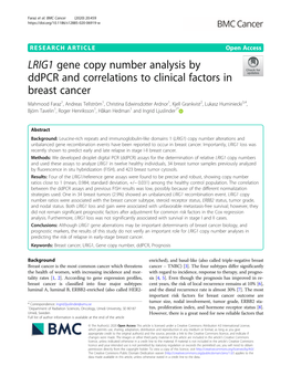 LRIG1 Gene Copy Number Analysis by Ddpcr and Correlations to Clinical