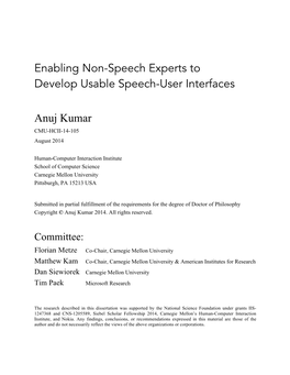 Enabling Non-Speech Experts to Develop Usable Speech-User Interfaces