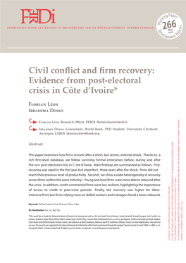 FERDI-WP266-Civil Conflict and Firm Recovery: Evidence from Post