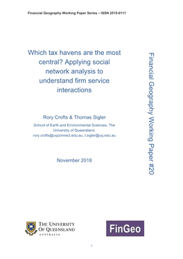 Which Tax Havens Are the Most Central? Applying Social Network Analysis to Understand Firm Service Interactions