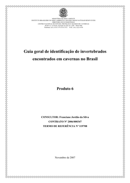 Manual De Identificação De Invertebrados Cavernícolas