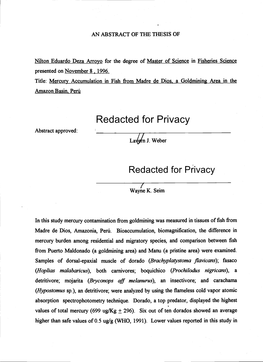 Redacted for Privacy Abstract Approved: I