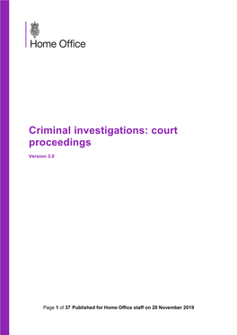 Criminal Investigations: Court Proceedings