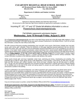 CLEARVIEW REGIONAL HIGH SCHOOL DISTRICT 625 Breakneck Road, Mullica Hill, New Jersey 08062 856-223-2700 Fax: 856-223-8649