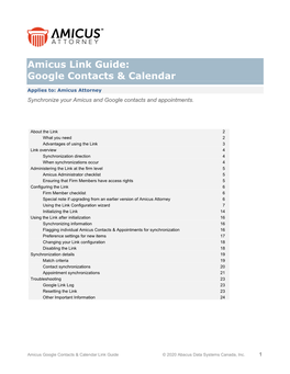 Amicus Link Guide: Google Contacts & Calendar