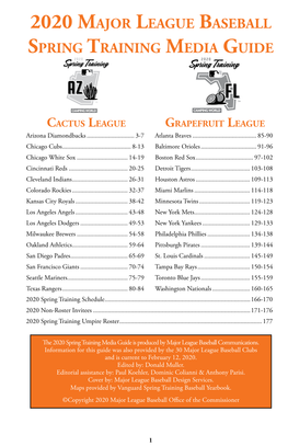 2020 Major League Baseball Spring Training Media Guide