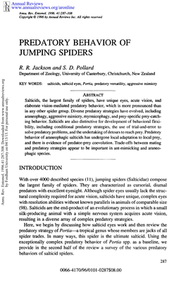 Predatory Behavior of Jumping Spiders