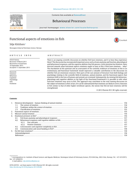 Functional Aspects of Emotions in Fish