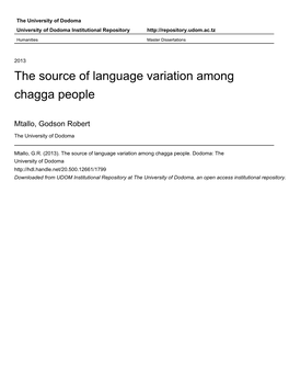 The Source of Language Variation Among Chagga People