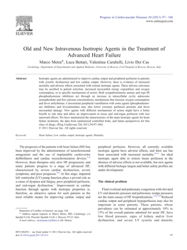 Old and New Intravenous Inotropic Agents in the Treatment Of
