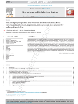 B Vitamin Polymorphisms and Behavior: Evidence of Associations