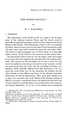 Ment of the Relations Between Persia and the Greek World Is Generally Recognized in Modern Studies of These Relations and of the History of the Greeks