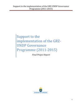 Support to the Implementation of the GRZ-UNDP Governance Programme (2011-2015)
