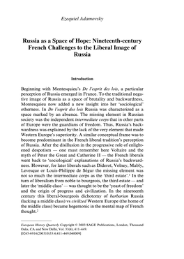 Nineteenth-Century French Challenges to the Liberal Image of Russia