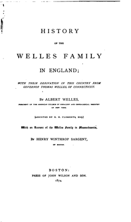 History of the Welles Family in England