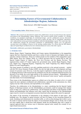 Determining Factors of Governmental Collaboration in Jabodetabekjur Regions, Indonesia