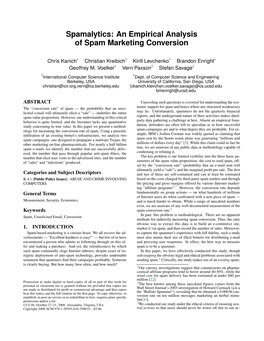 Spamalytics: an Empirical Analysis of Spam Marketing Conversion