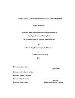 Casein Kinase 1 Isoforms in Degenerative Disorders