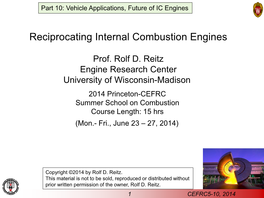 Vehicle Applicatons, Future of IC Engines