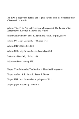 Measuring Tax Burden: a Historical Perspective