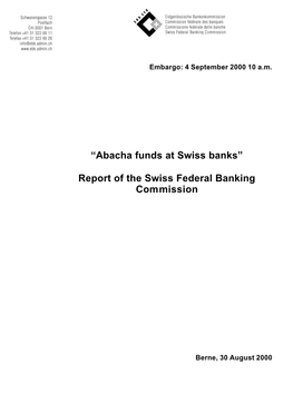 Abacha Funds at Swiss Banks”