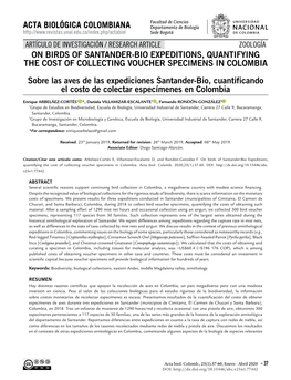 On Birds of Santander-Bio Expeditions, Quantifying The