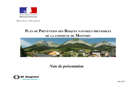 Plan De Prévention Des Risques Naturels Prévisibles De La Commune De Montmin