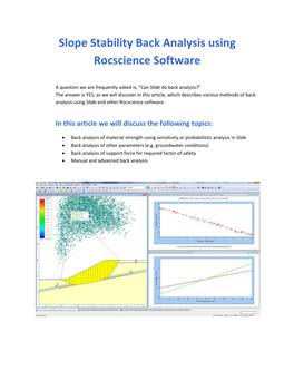 Slope Stability Back Analysis Using Rocscience Software
