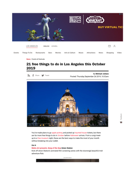 21 Free Things to Do in Los Angeles This October 2019