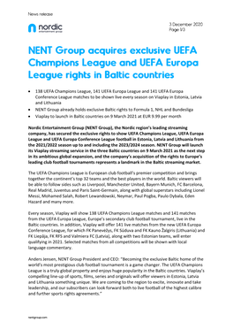 • 138 UEFA Champions League, 141 UEFA Europa League and 141 UEFA Europa Conference League Matches to Be Shown Live Every Seaso