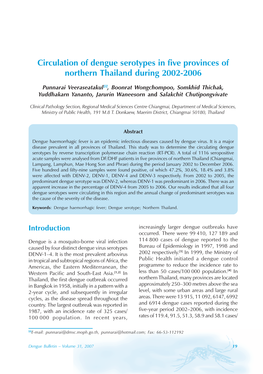 Circulation of Dengue Serotypes in Five Provinces of Northern Thailand During 2002-2006