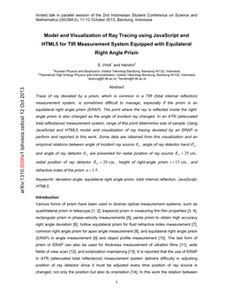 Model and Visualization of Ray Tracing Using Javascript and HTML5 for TIR Measurement System Equipped with Equilateral Right Angle Prism